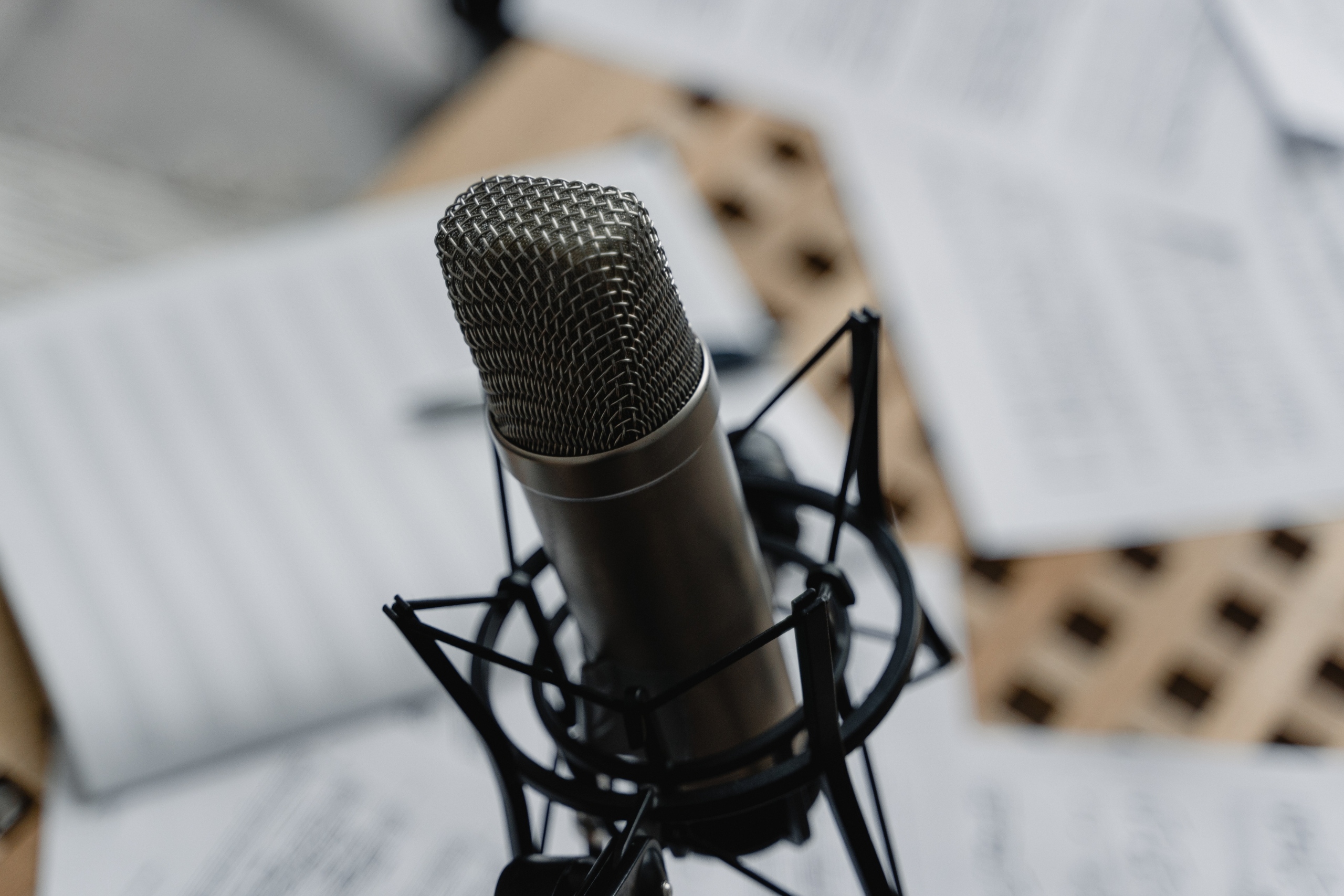 Close-up of a studio microphone