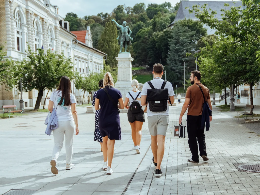 People walking in downtown Miskolc