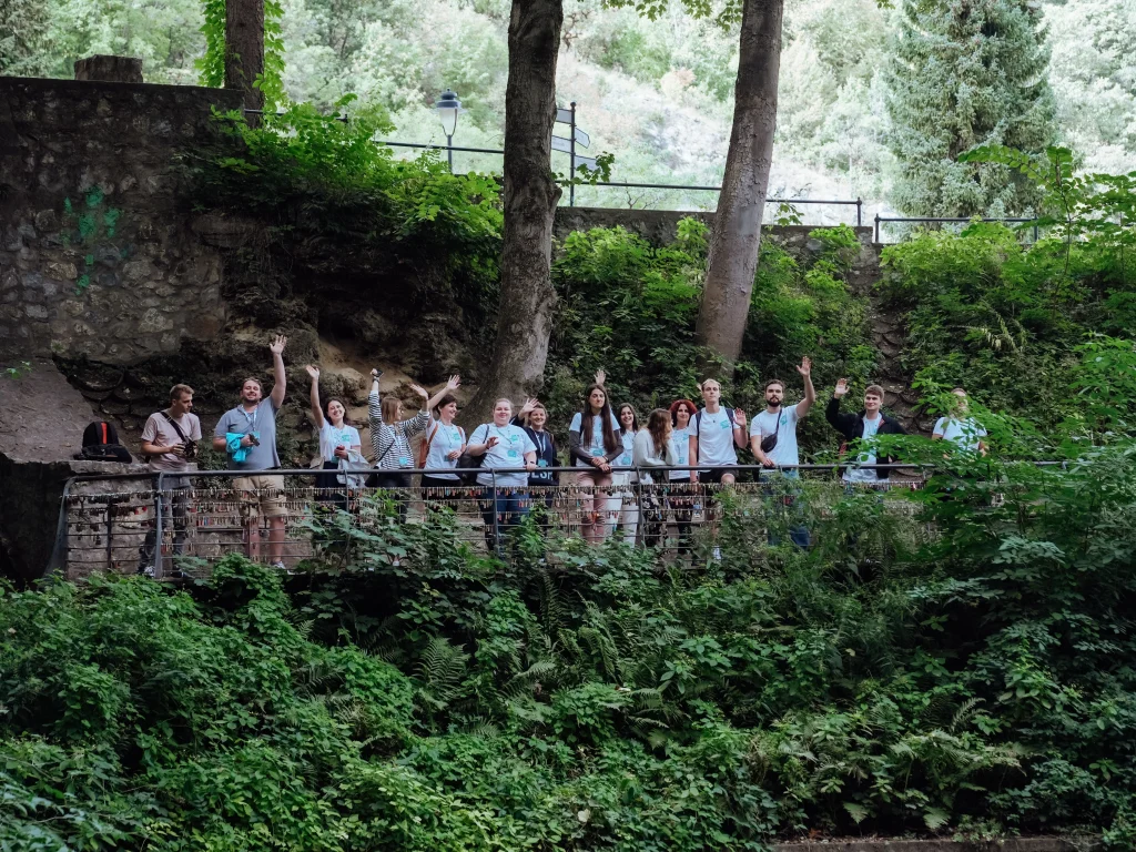 Group on a forest hike